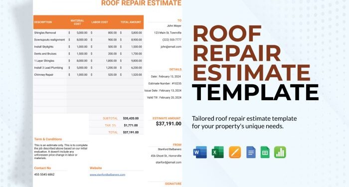 Roof Repair Estimate Sample at Carlos Pratt blog